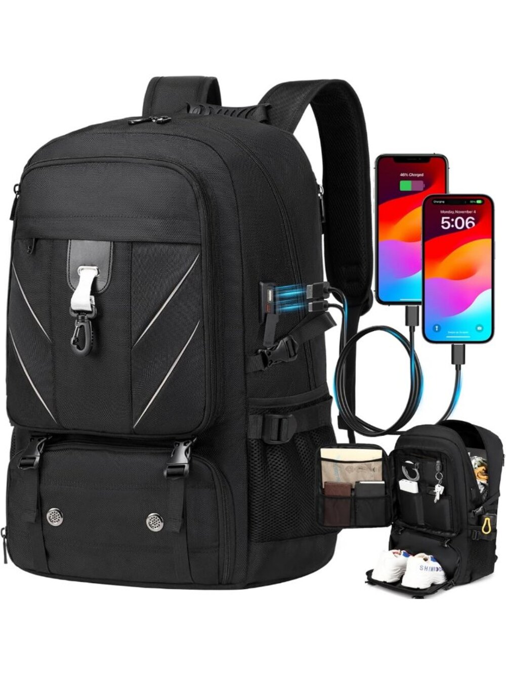 Travel Laptop Backpack 17.3 Inch, Water Resistant, Anti-Theft, USB Port, 50L